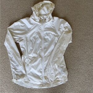 Lululemon Women's White Hooded Windbreaker Jacket